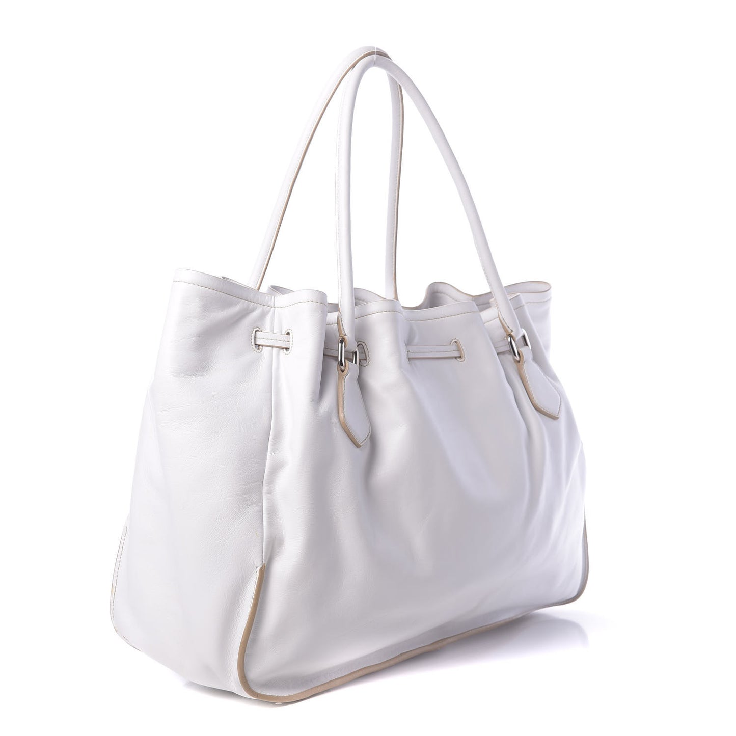 Nappa Soft Drawstring Tote White