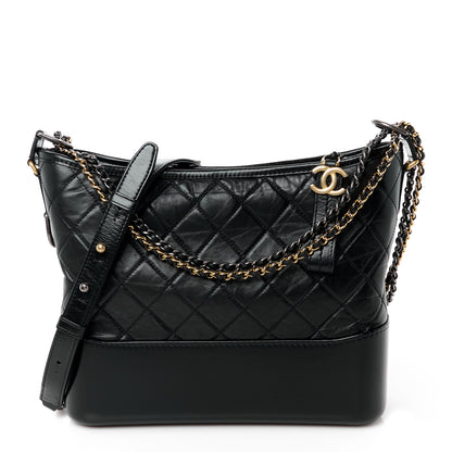 Chanel Aged Calfskin Quilted Medium Gabrielle Hobo Black 1 of 11