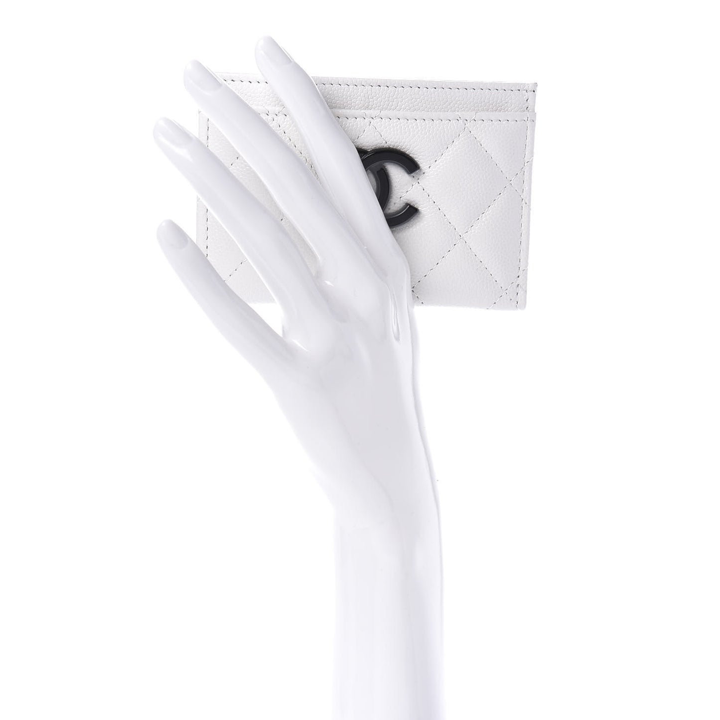 Caviar Quilted My Everything Card Holder White Black
