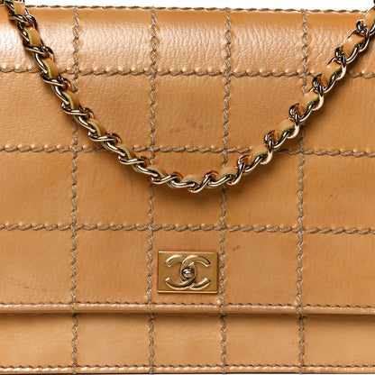 Chanel Calfskin Square Stitched Wallet On Chain WOC Beige 9 of 13