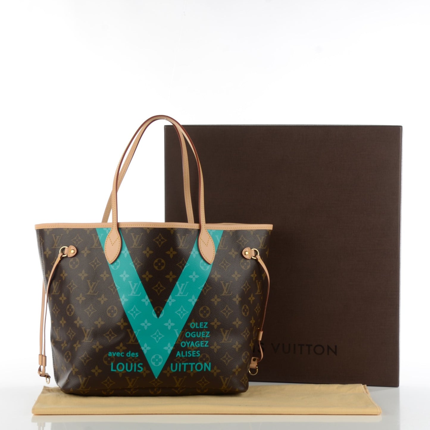 Monogram V Neverfull MM Turquoise