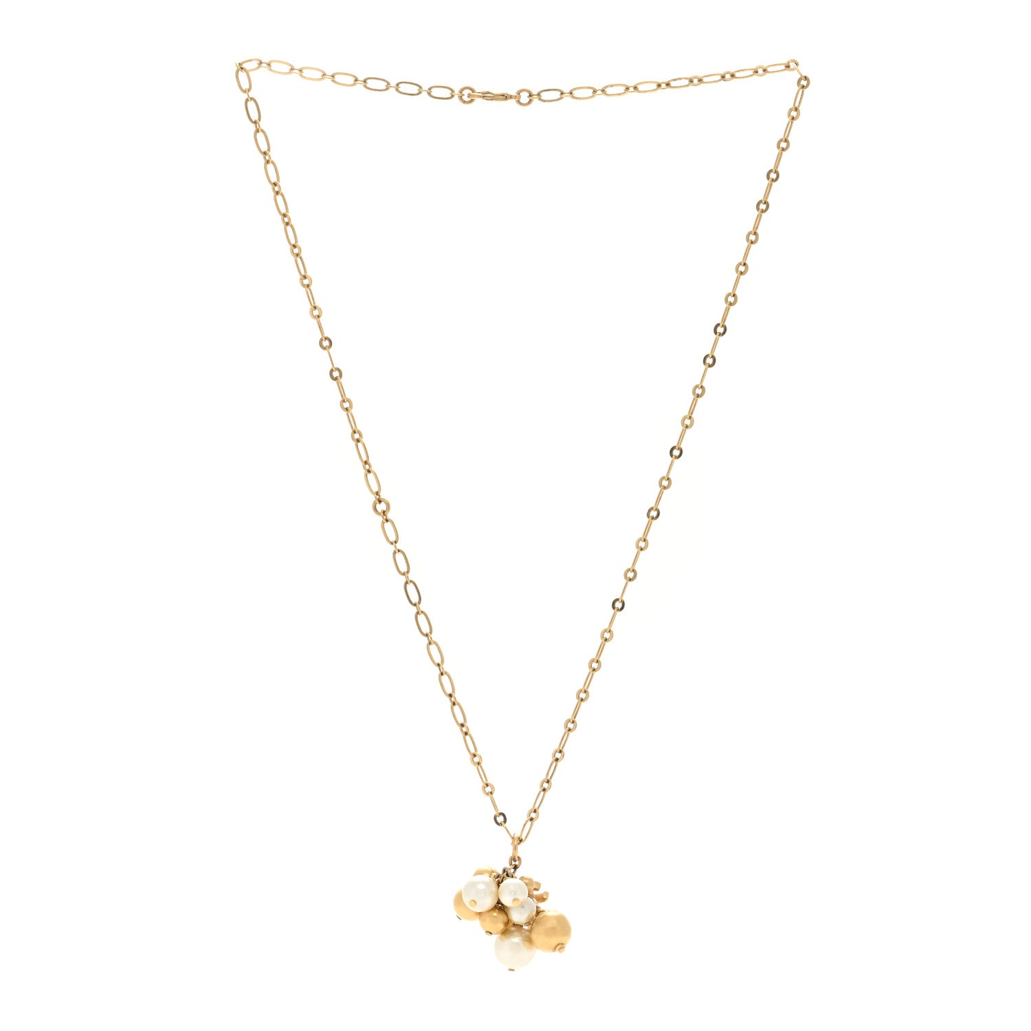 Chanel Pearl Cluster CC Pendant Necklace Gold 2 of 3