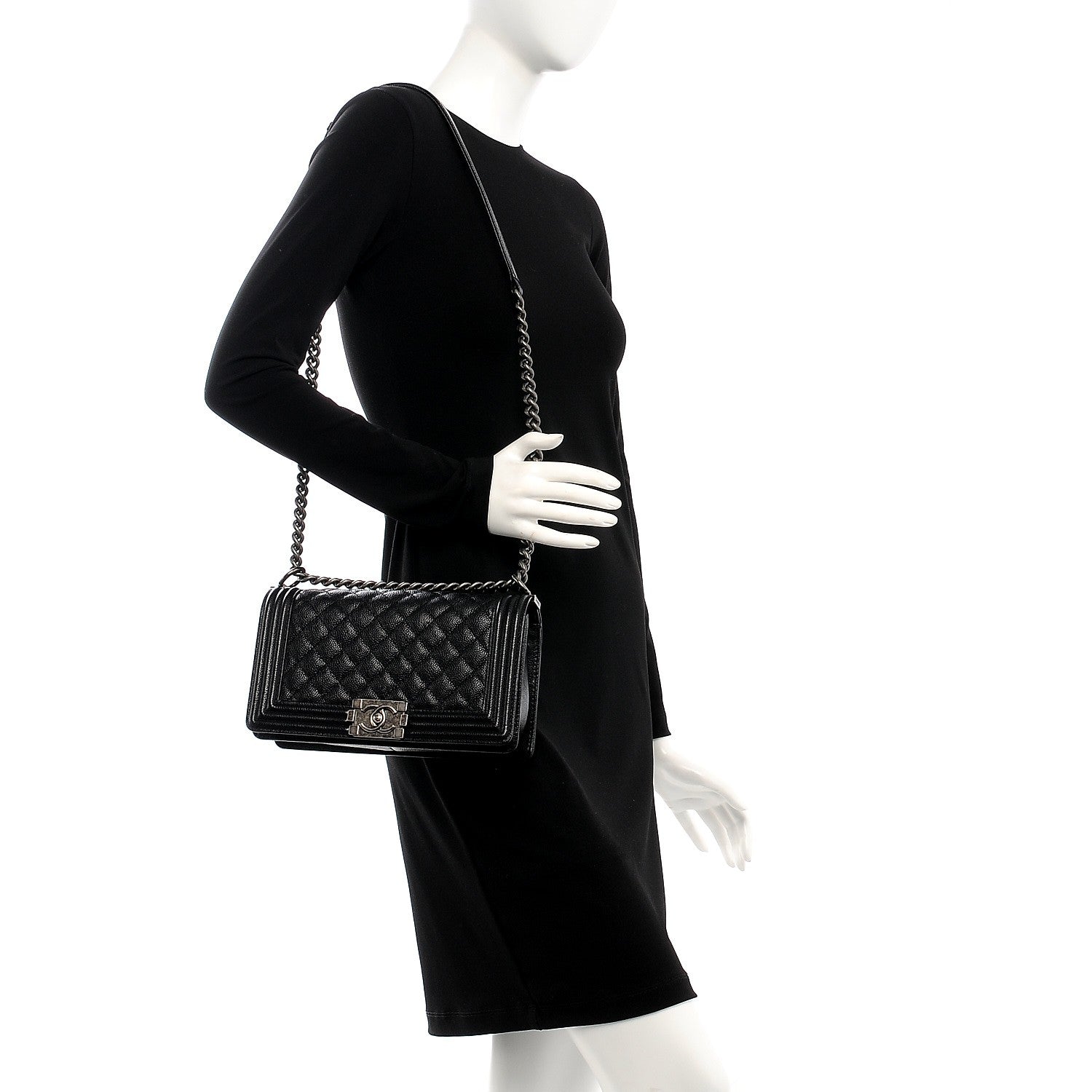 Chanel Caviar Quilted Medium Boy Flap Black 2 of 7
