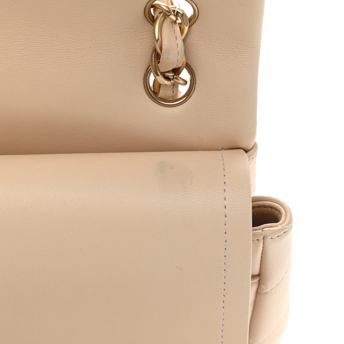 Lambskin Quilted Jumbo Double Flap Beige Clair