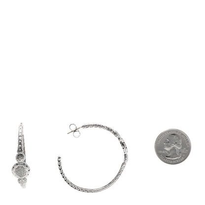 John Hardy Sterling Silver Diamond Classic Chain Circle Large Hoop Earrings 2 of 6