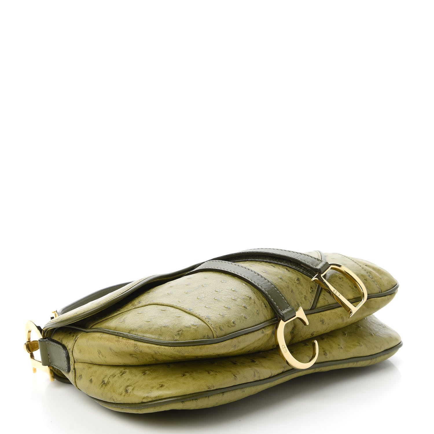 Christian Dior Ostrich Double Saddle Bag Green 4 of 11