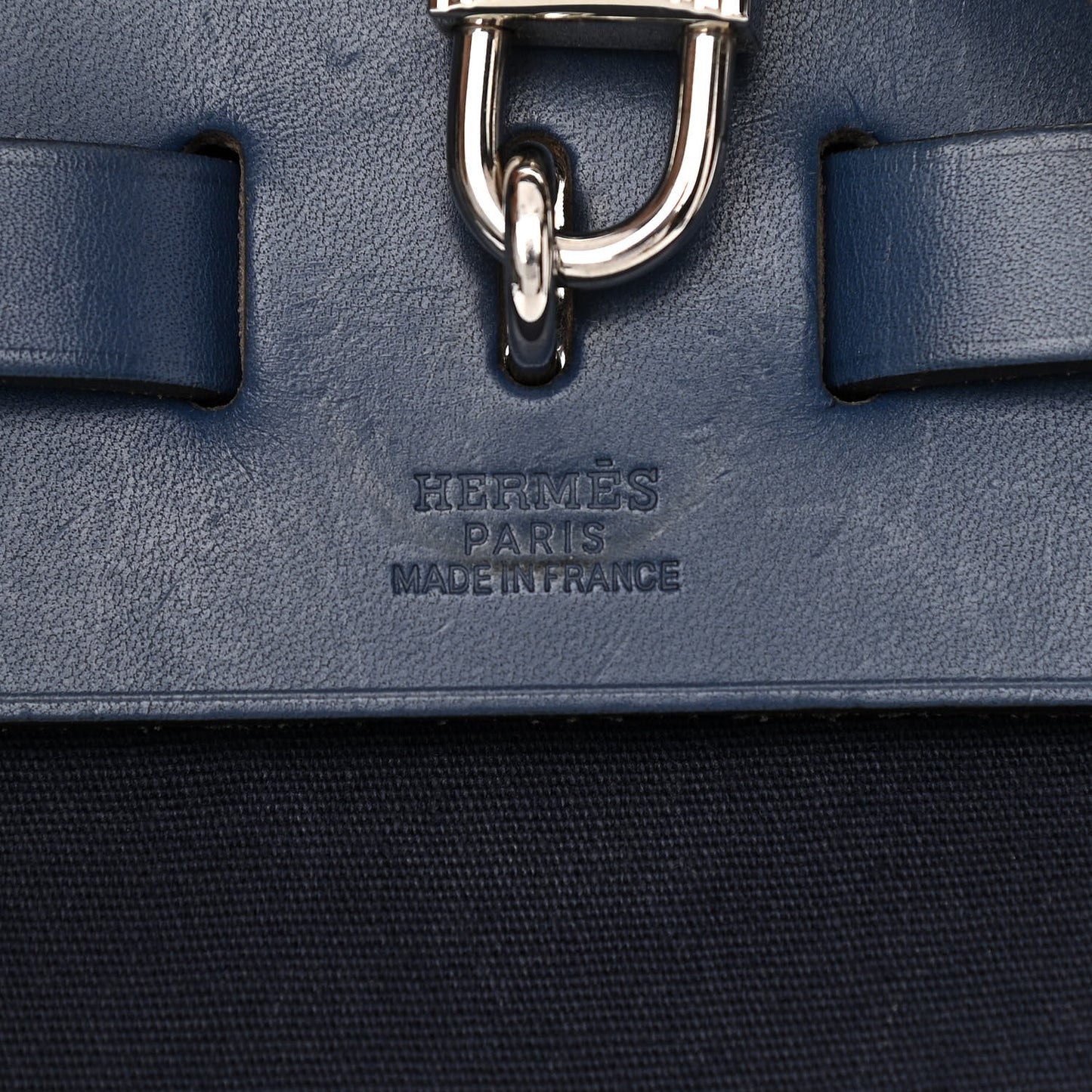 Toile Vache Calfskin Herbag 30 PM Navy Bleu