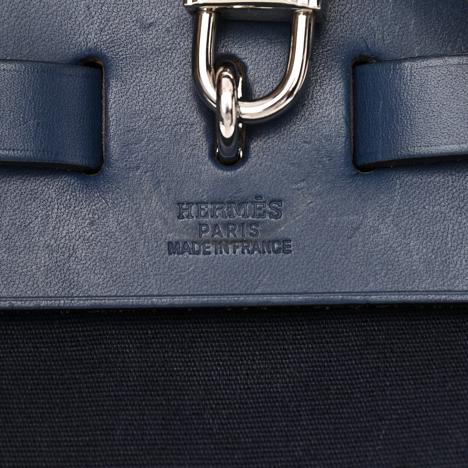 Hermes Toile Vache Calfskin Herbag 30 PM Navy Bleu 6 of 11