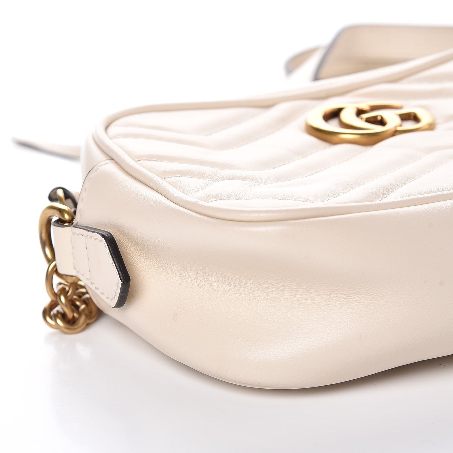 Calfskin Matelasse Mini GG Marmont Chain Shoulder Bag White