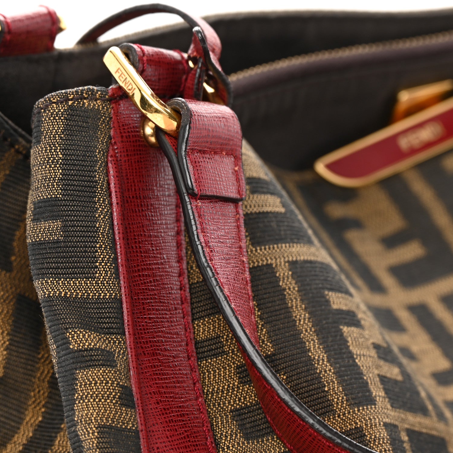Fendi Zucca Tote Tobacco Red 13 of 16