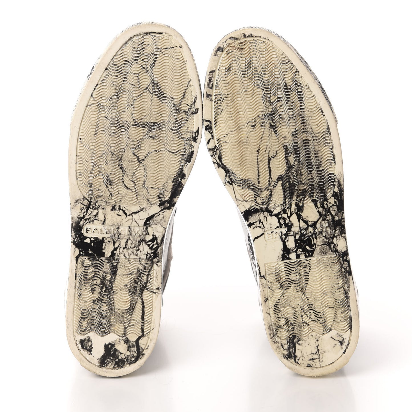 Calfskin Suede Rubber Marble Womens High Top Sneakers 36 Black