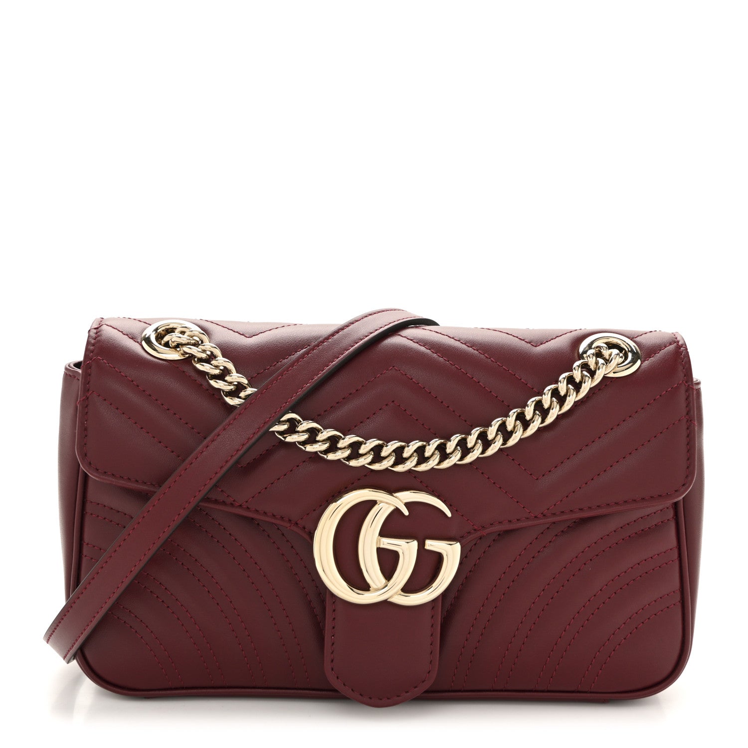 Gucci Calfskin Matelasse Medium GG Marmont Shoulder Bag Rosso Ancora Red 1 of 11