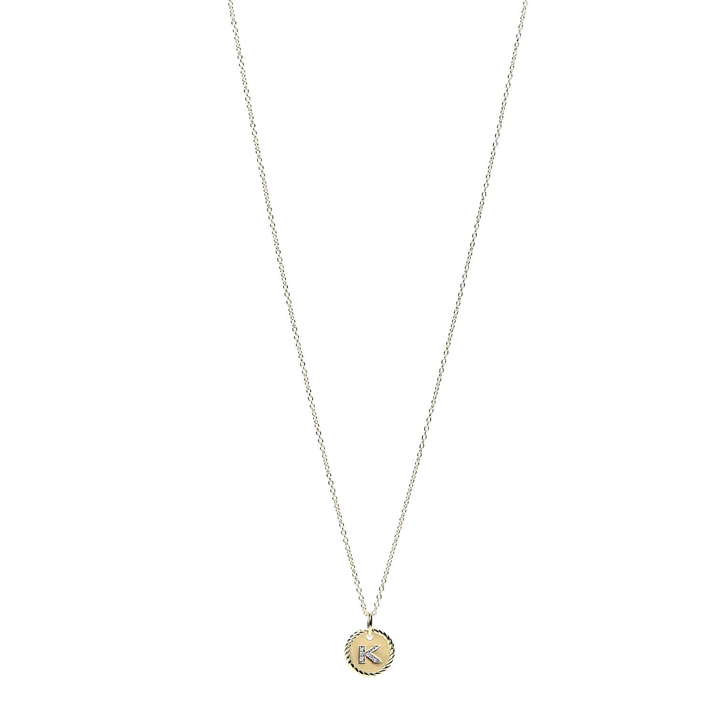 18K Yellow Gold Diamond Initial K Charm Pendant Necklace