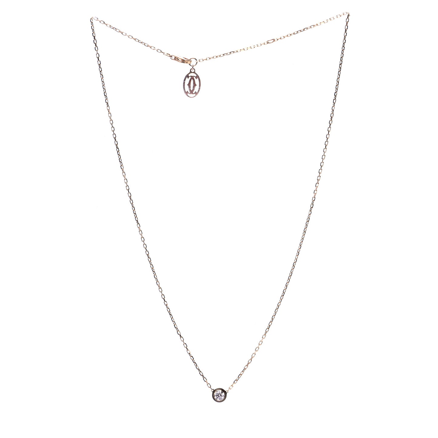 18K Pink Gold Diamond LM D'Amour Pendant Necklace