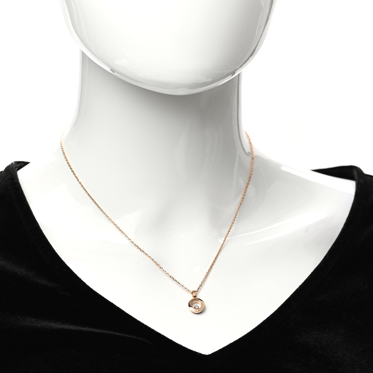Chopard 18K Rose Gold Happy Diamonds Icons Round Pendant Necklace 2 of 8