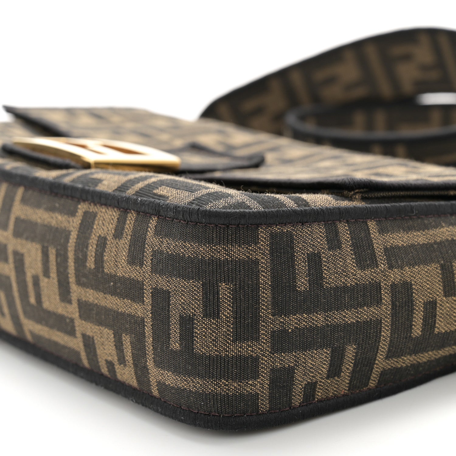 Fendi Fabric Jacquard FF 1974 Medium Baguette Tobacco Moro Black 9 of 10