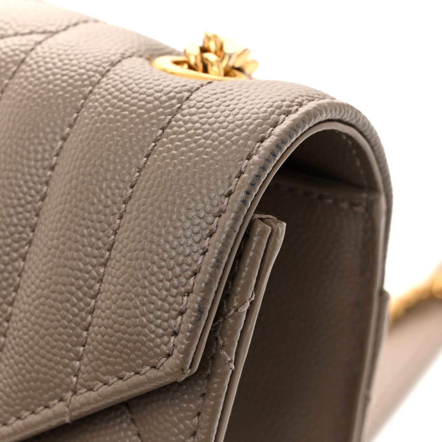 Saint Laurent Grain De Poudre Textured Mixed Matelasse Triquilt Small Monogram Satchel Greyish Brown 14 of 14