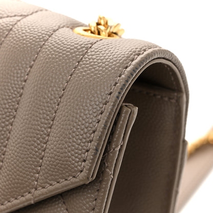 Saint Laurent Grain De Poudre Textured Mixed Matelasse Triquilt Small Monogram Satchel Greyish Brown 14 of 14