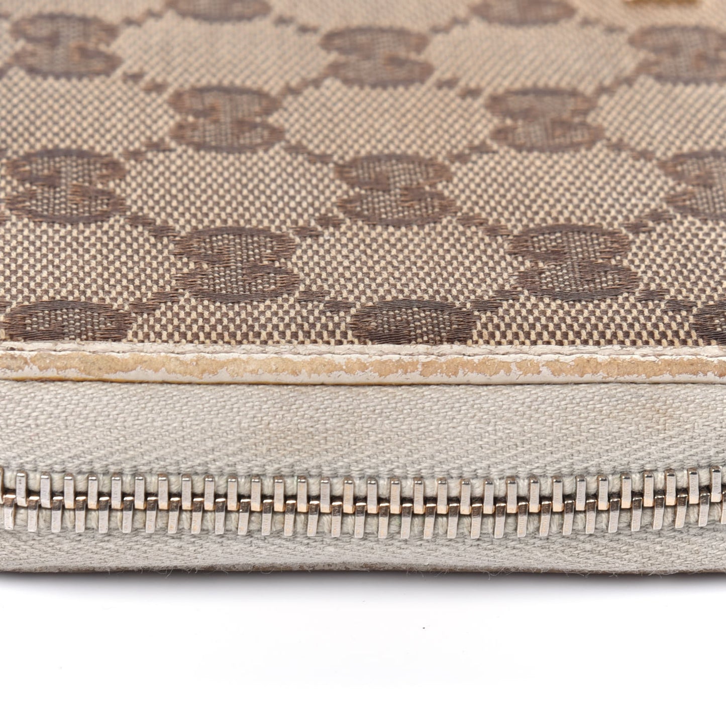 Monogram Metal Bar Zip Around Wallet Beige Ebony Off White