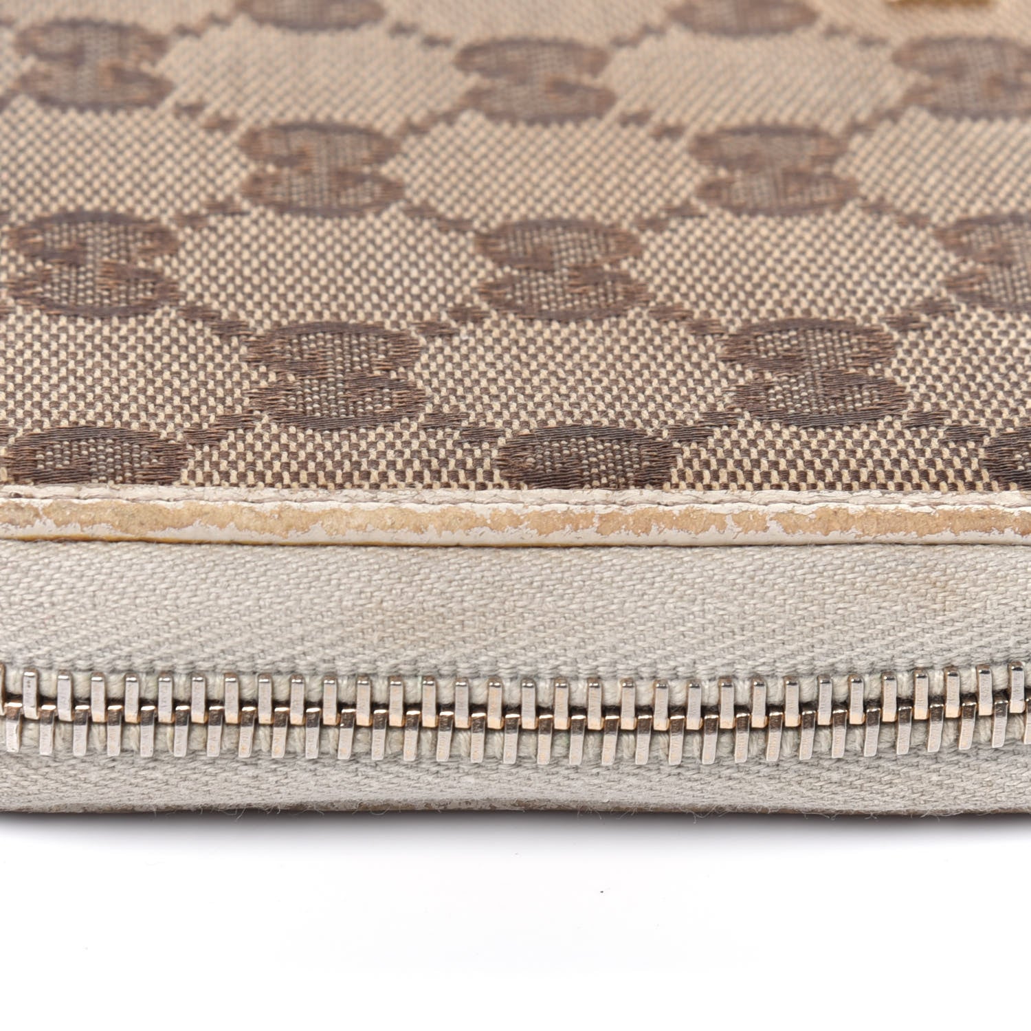 Gucci Monogram Metal Bar Zip Around Wallet Beige Ebony Off White 33 of 35