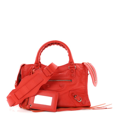 Balenciaga Matte Goatskin Rubber Covered Classic Hardware Mini City Rouge Coquelico Rouge Braise 3 of 11