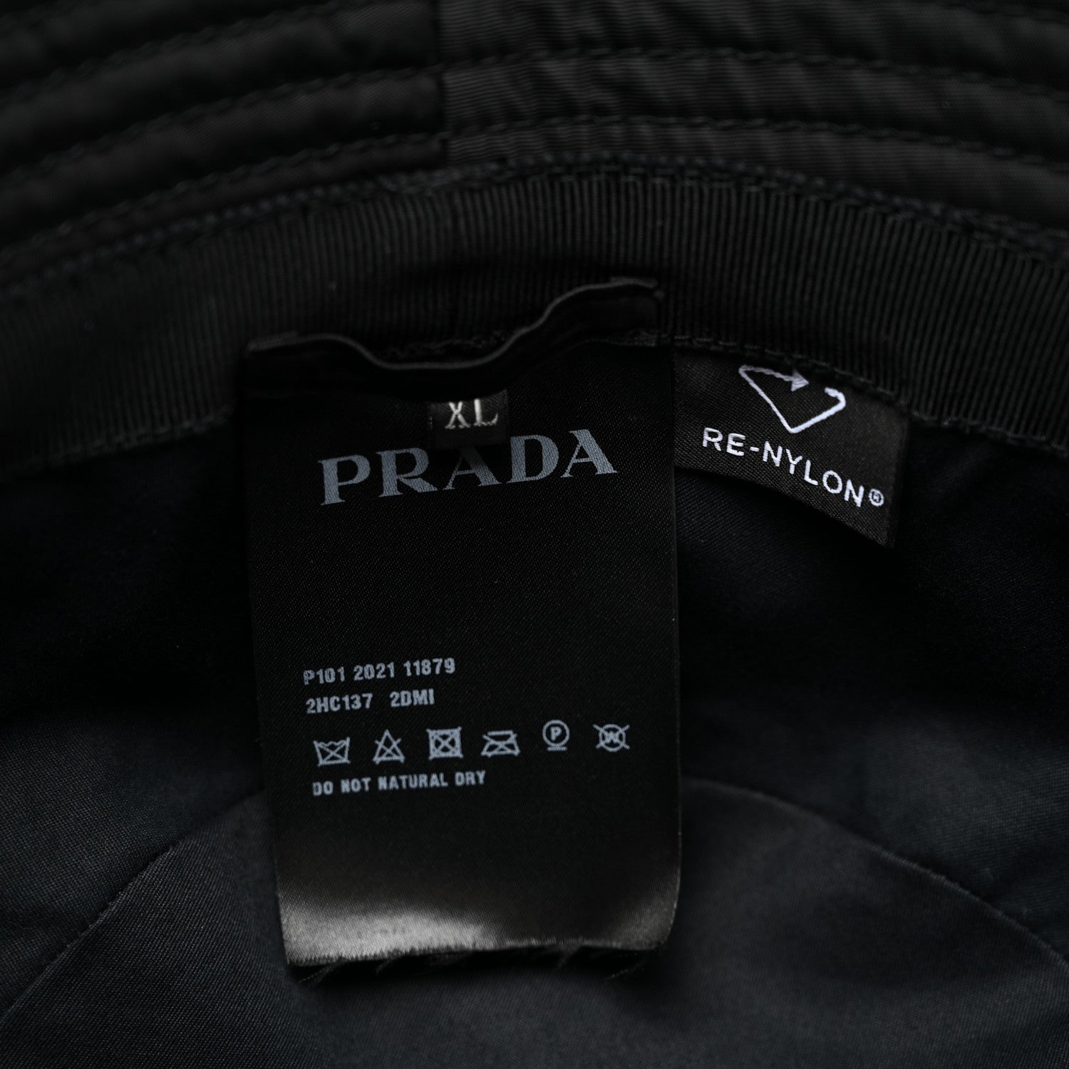 Prada Re-Nylon Metal Triangle Logo Bucket Hat XL Black 7 of 7