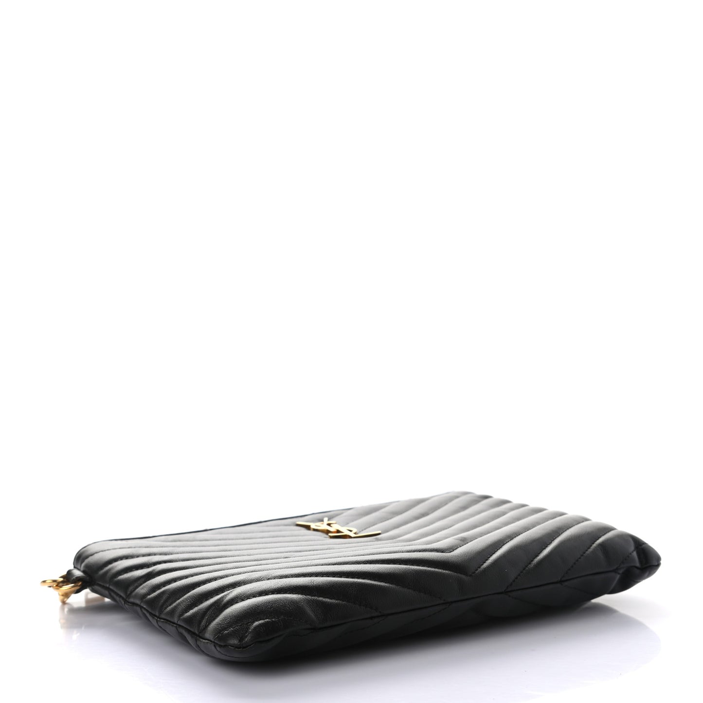 Calfskin Matelasse Chevron Monogram A5 Wristlet Black