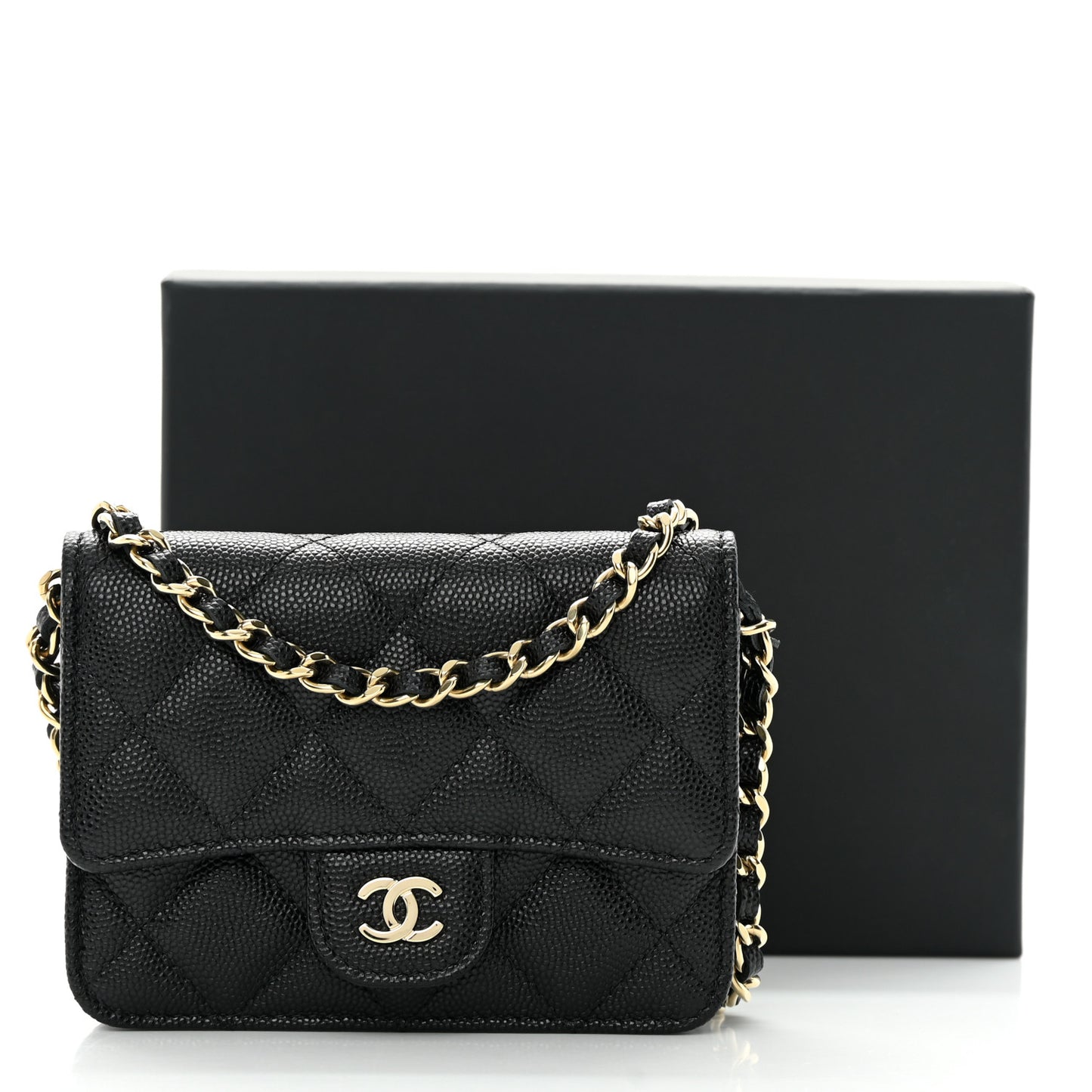 Caviar Quilted Mini Chain Bag Black