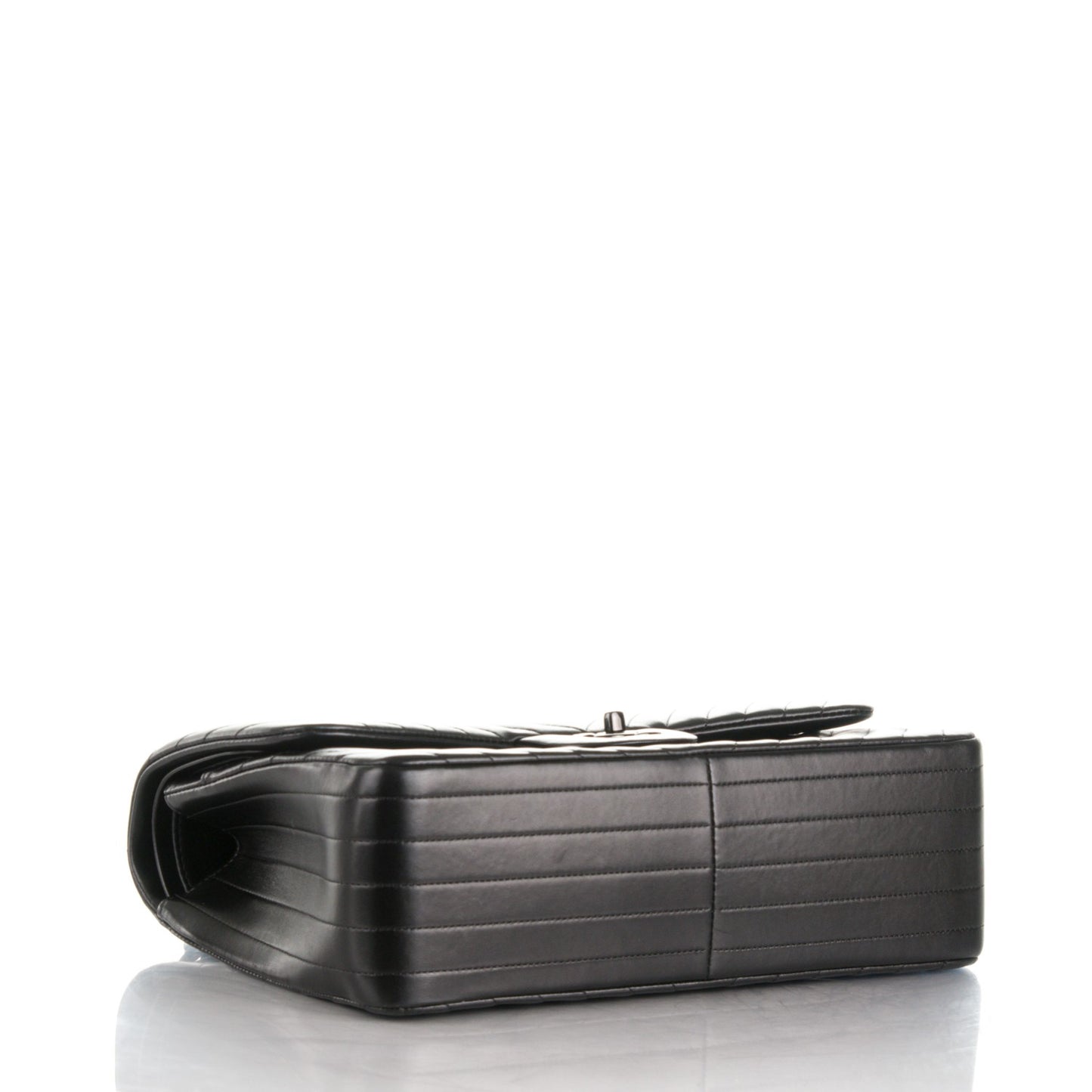 Lambskin Chevron Quilted Jumbo Double Flap So Black