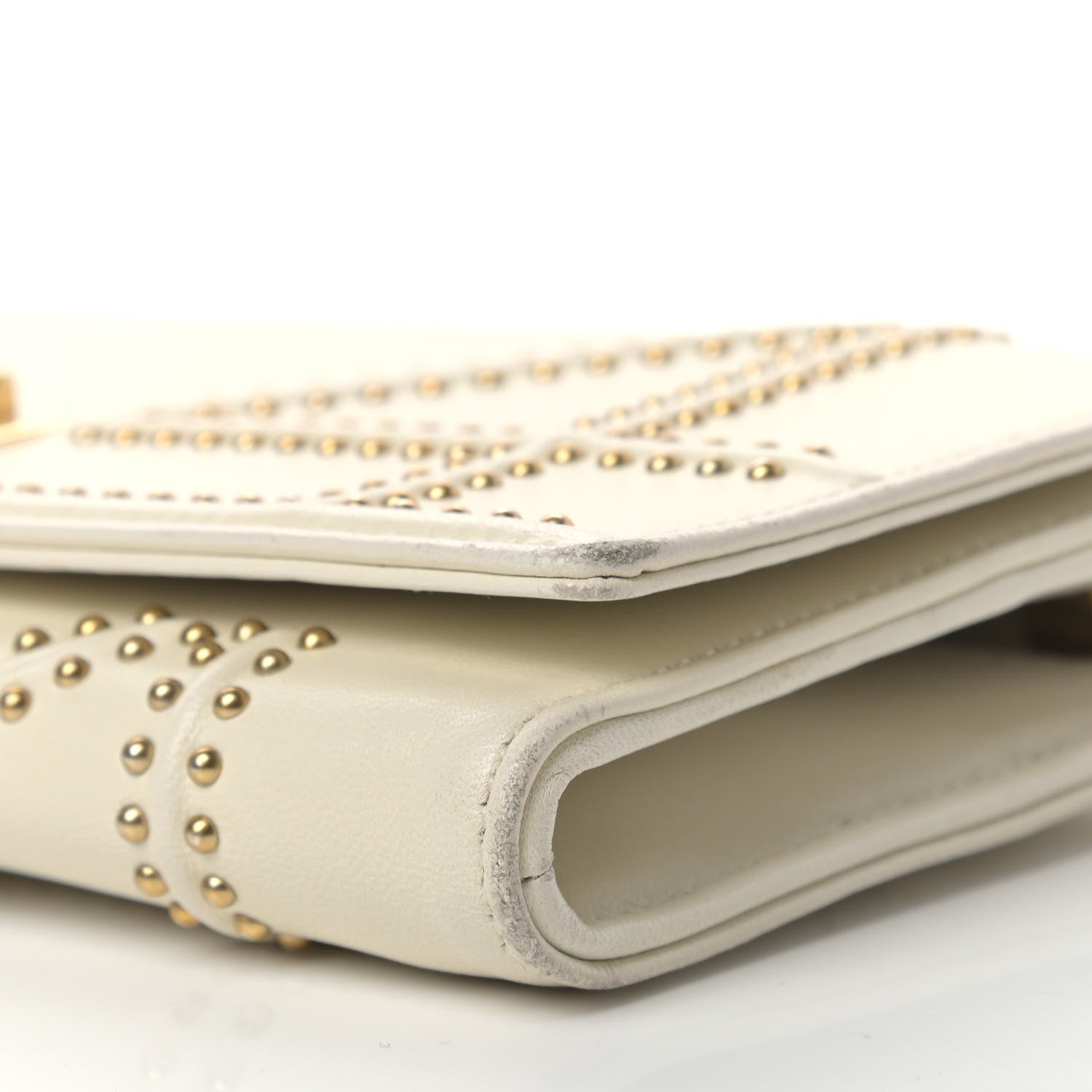 Christian Dior Calfskin Studded Diorama Croisiere Chain Wallet White 9 of 14