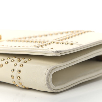 Christian Dior Calfskin Studded Diorama Croisiere Chain Wallet White 9 of 14