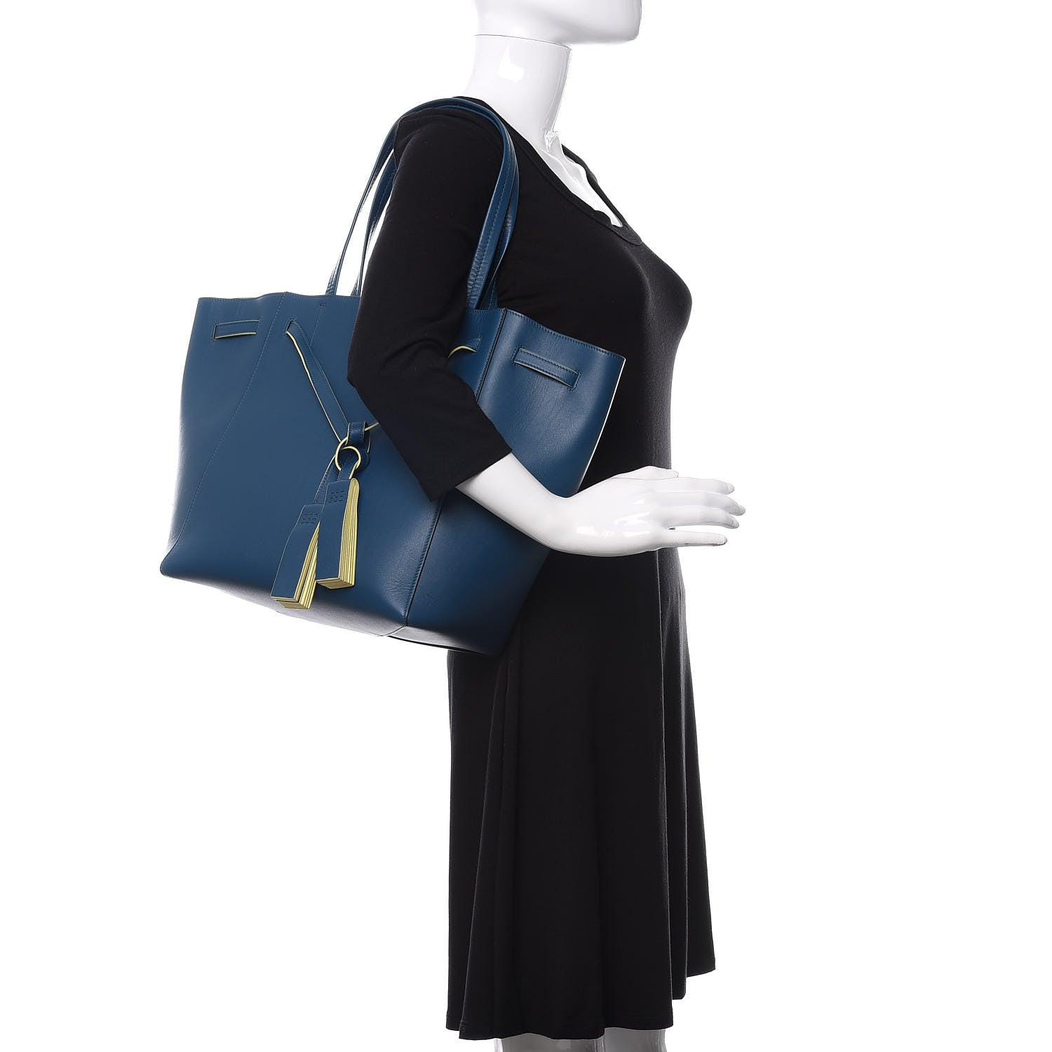 Celine Smooth Calfskin Small Tassel Cabas Phantom Deep Blue 2 of 10