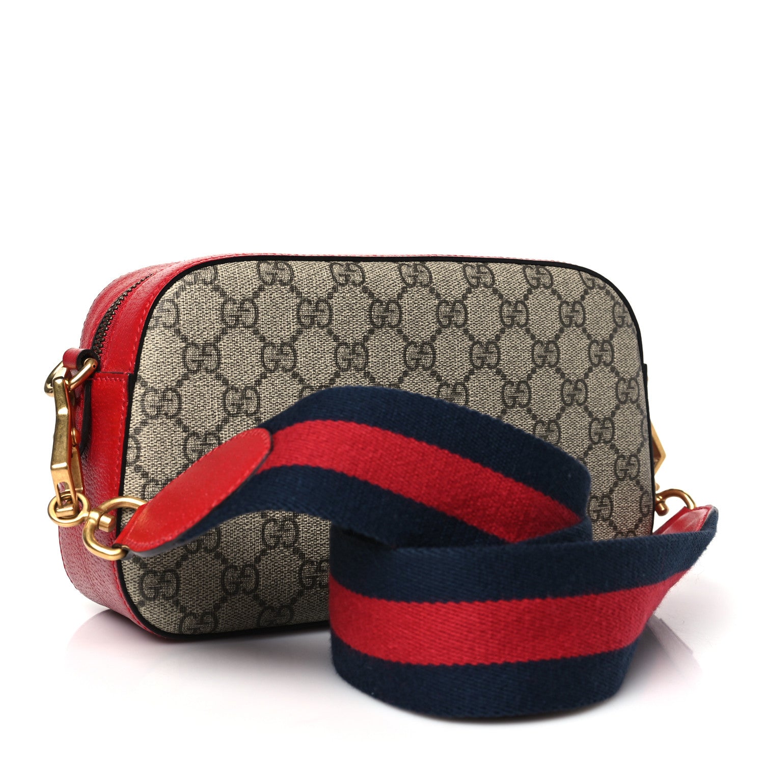 Gucci GG Supreme Monogram Web Neo Vintage Shoulder Bag Beige Red 3 of 10