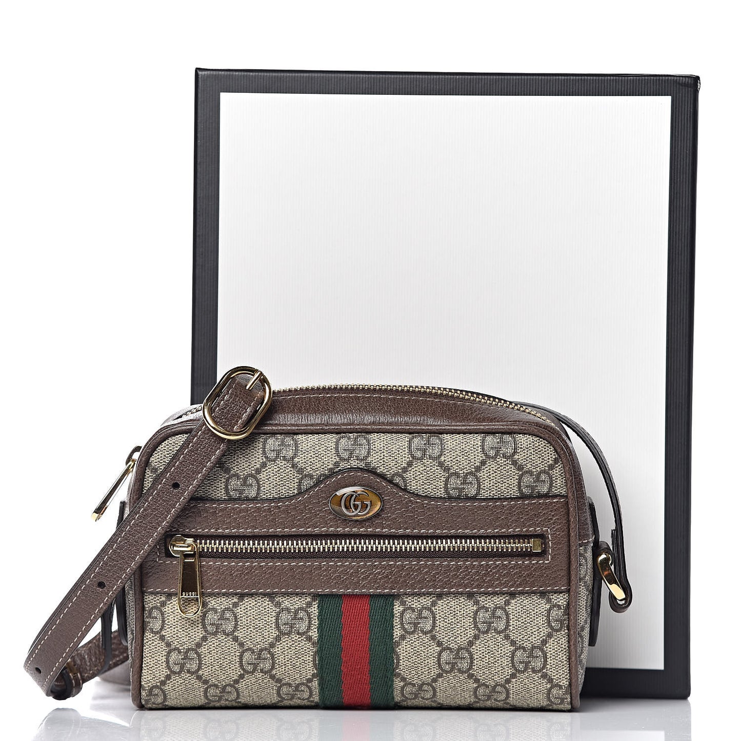 GG Supreme Monogram Web Mini Ophidia Shoulder Bag Brown