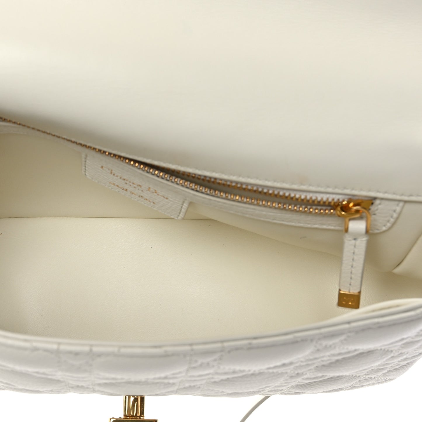 Supple Calfskin Cannage Medium Caro Bag Ivory