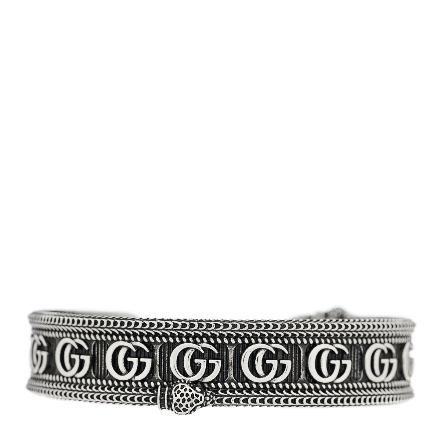 Sterling Silver GG Marmont Snake Cuff Bracelet 19