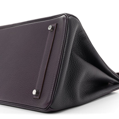 Hermes Taurillon Clemence Birkin 35 Raisin 10 of 15