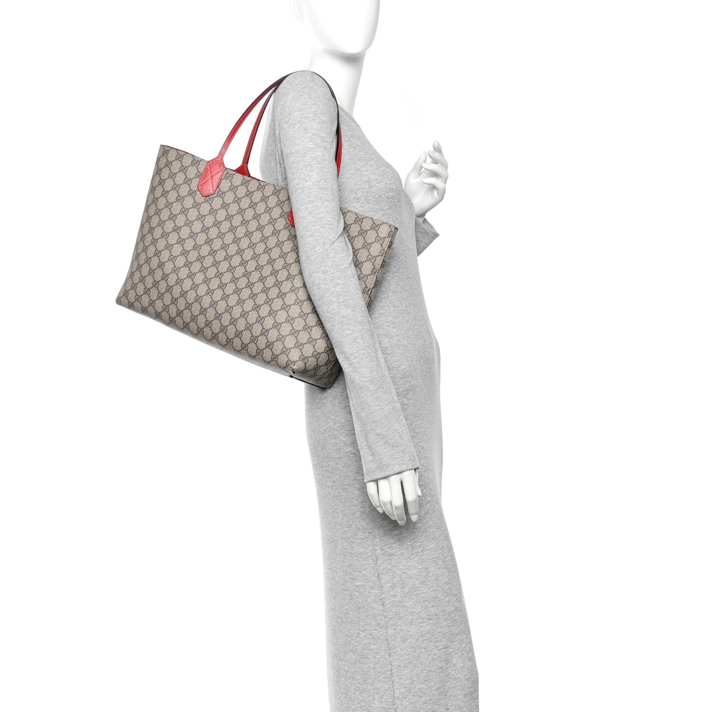 GG Supreme Monogram Medium Reversible Tote Beige Red