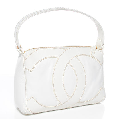 Chanel Caviar CC Stitched Hobo White 3 of 8