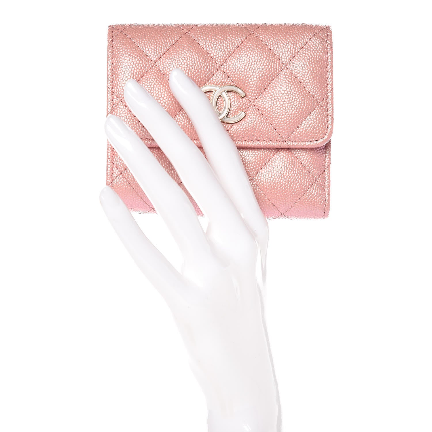 Chanel Iridescent Caviar Small Quilted Flap Wallet Rose Pink 2 of 9