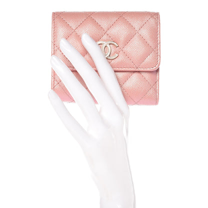 Chanel Iridescent Caviar Small Quilted Flap Wallet Rose Pink 2 of 9