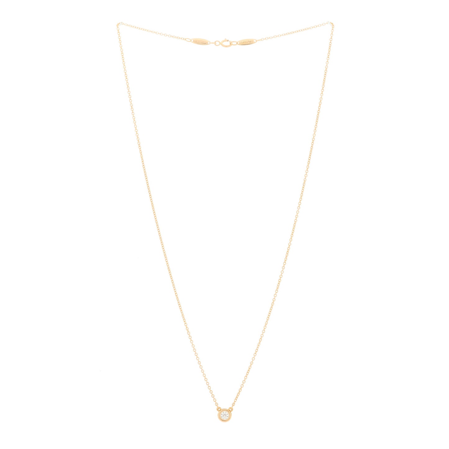 18K Rose Gold Diamond .14ct Elsa Peretti Diamonds by the Yard Pendant Necklace