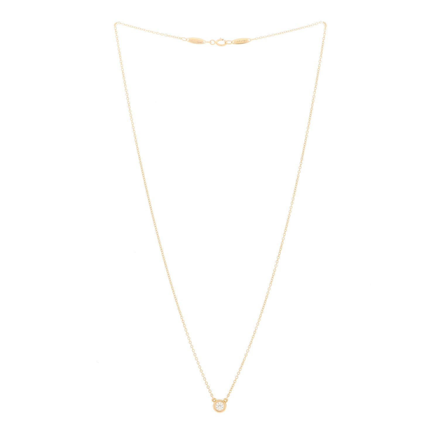 Tiffany 18K Rose Gold Diamond .14ct Elsa Peretti Diamonds by the Yard Pendant Necklace 3 of 5