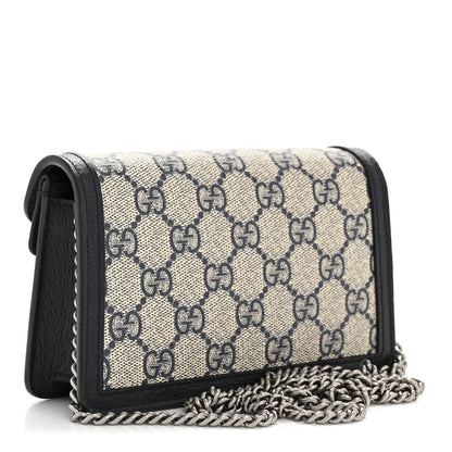 Gucci GG Supreme Monogram Textured Dollar Calfskin Super Mini Dionysus Shoulder Bag Beige Blue 3 of 10