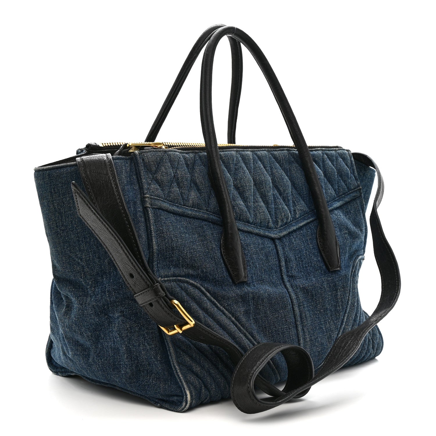 Miu Miu Denim Matelasse Biker Tote Avio 3 of 16