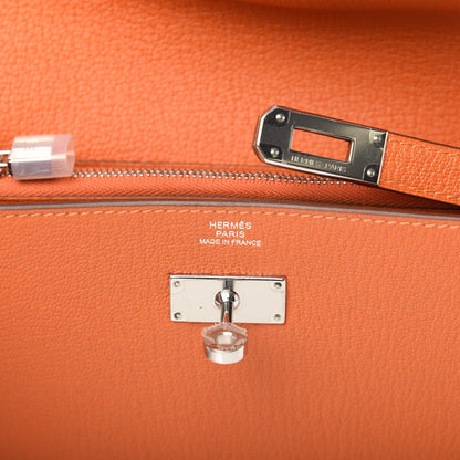 Hermes Chevre Mysore Kelly Longue Wallet Orange 6 of 7