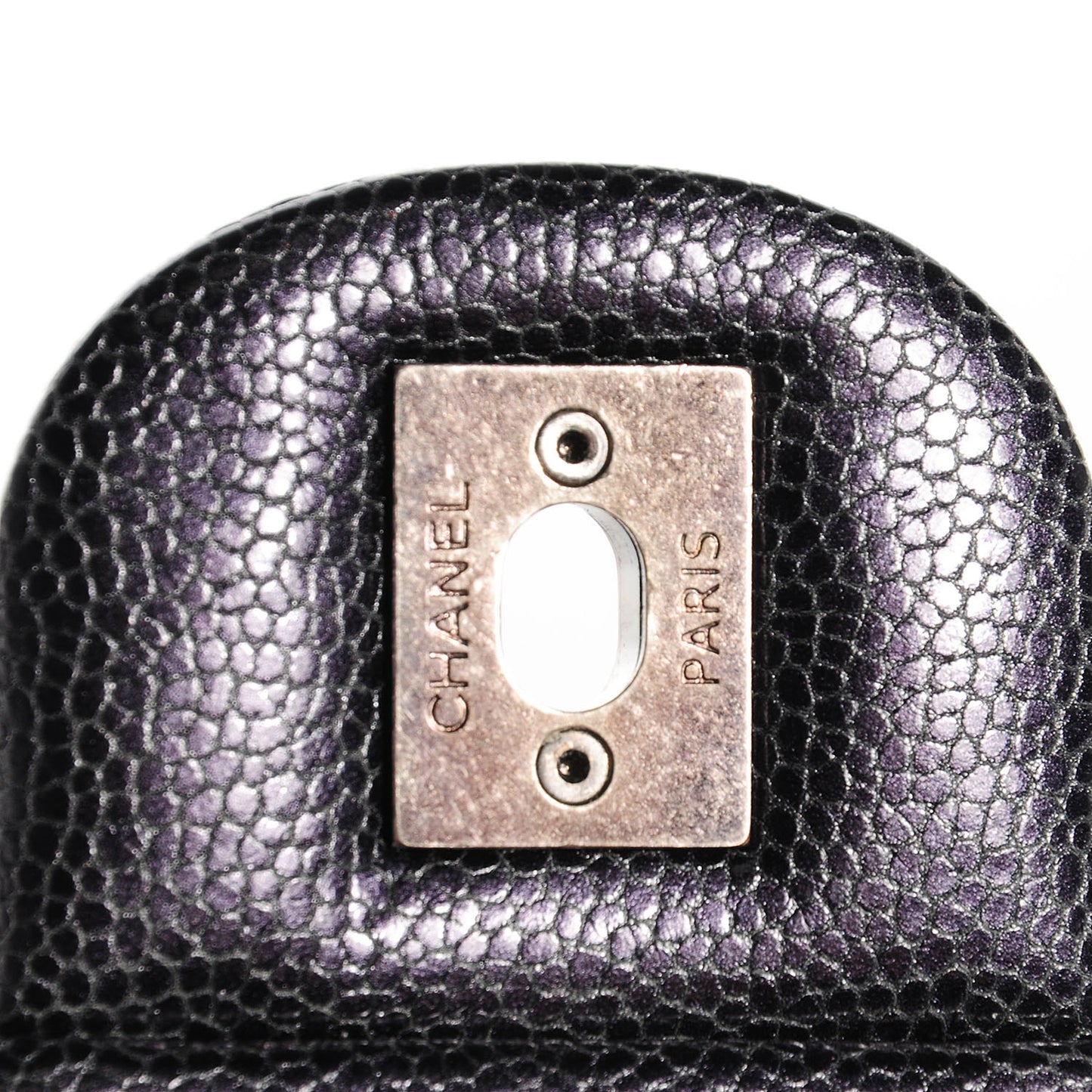 Iridescent Caviar Medium Chic Flap Dark Grey