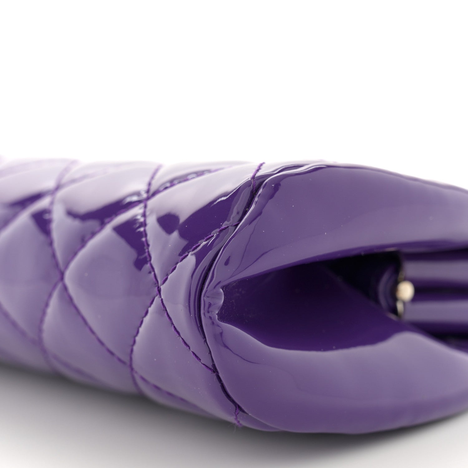 Chanel Patent Quilted Timeless Clutch Purple 10 of 13