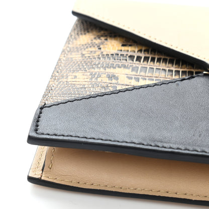 Celine Calfskin Lizard Diamond Compact Multifunction Wallet Beige Black 11 of 14