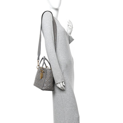 Christian Dior Calfskin Cannage Studded Medium Supple Lady Dior Grey 2 of 14